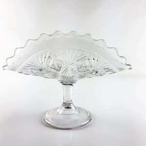 Pressed Glass Pedestal Banana Dish